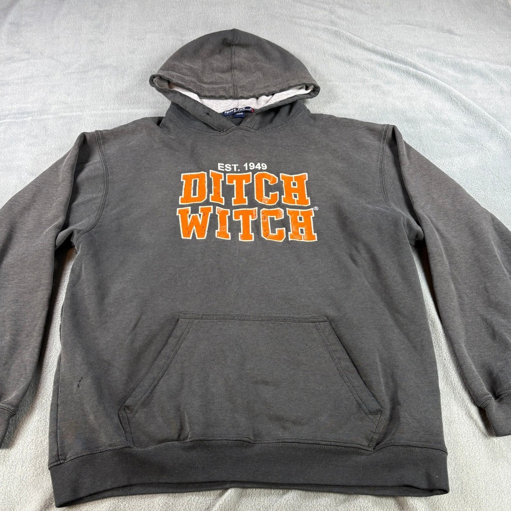 Sport-Tek Ditch Witch Est 1949 Pullover Hoodie Mens‎ Large Gray Orange Graphic
